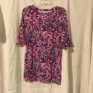 Lilly Pulitzer Pink and Navy Tropical Dress